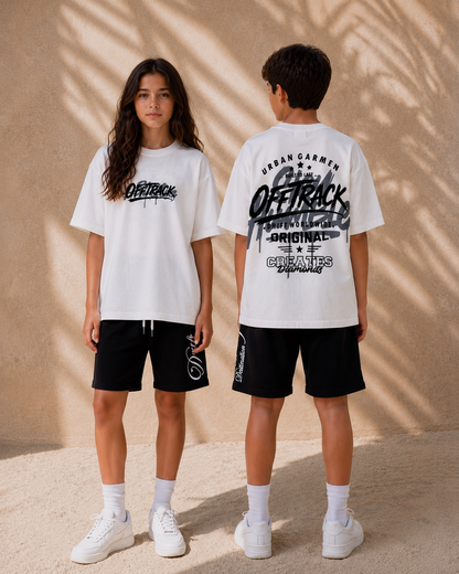 off track white tee
