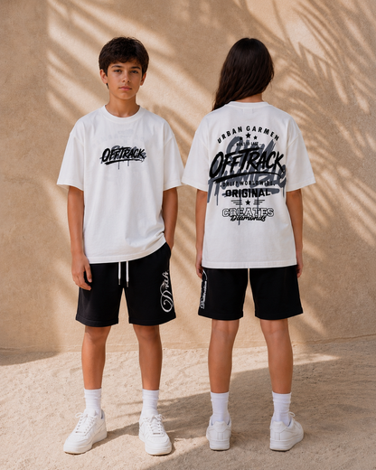off track white tee