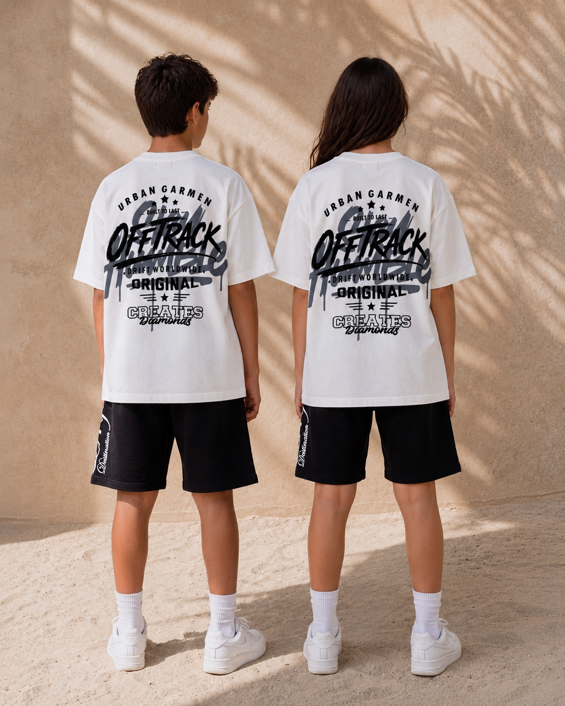 off track white tee