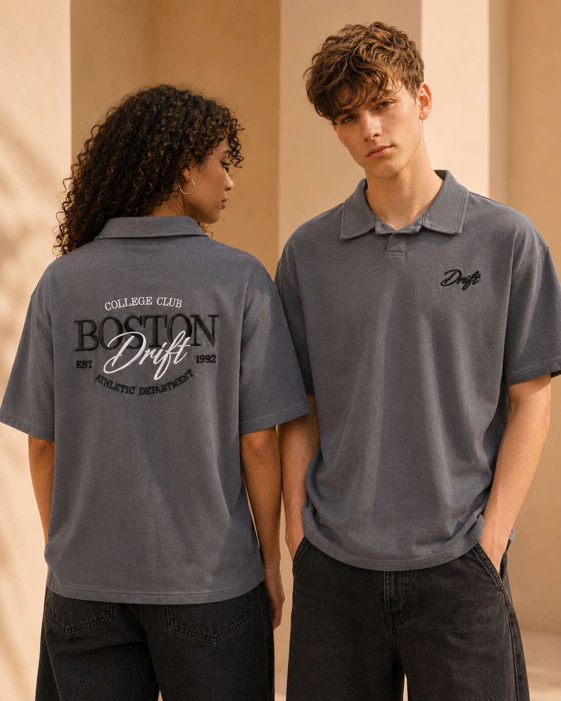 boston dark grey polo