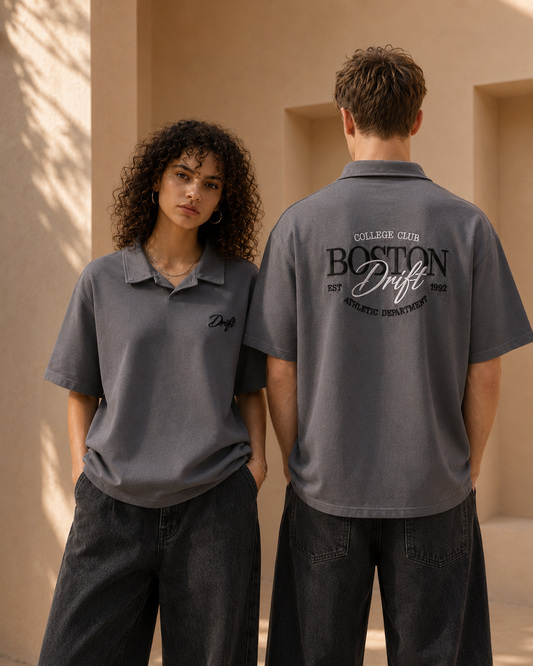 boston dark grey polo