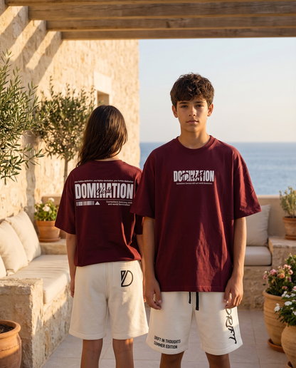 chill dark red tee