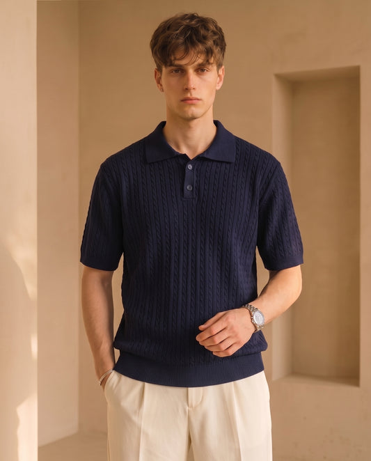 jacar knitted polo dark blue