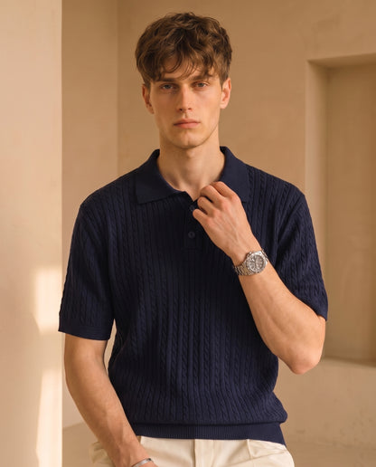jacar knitted polo dark blue