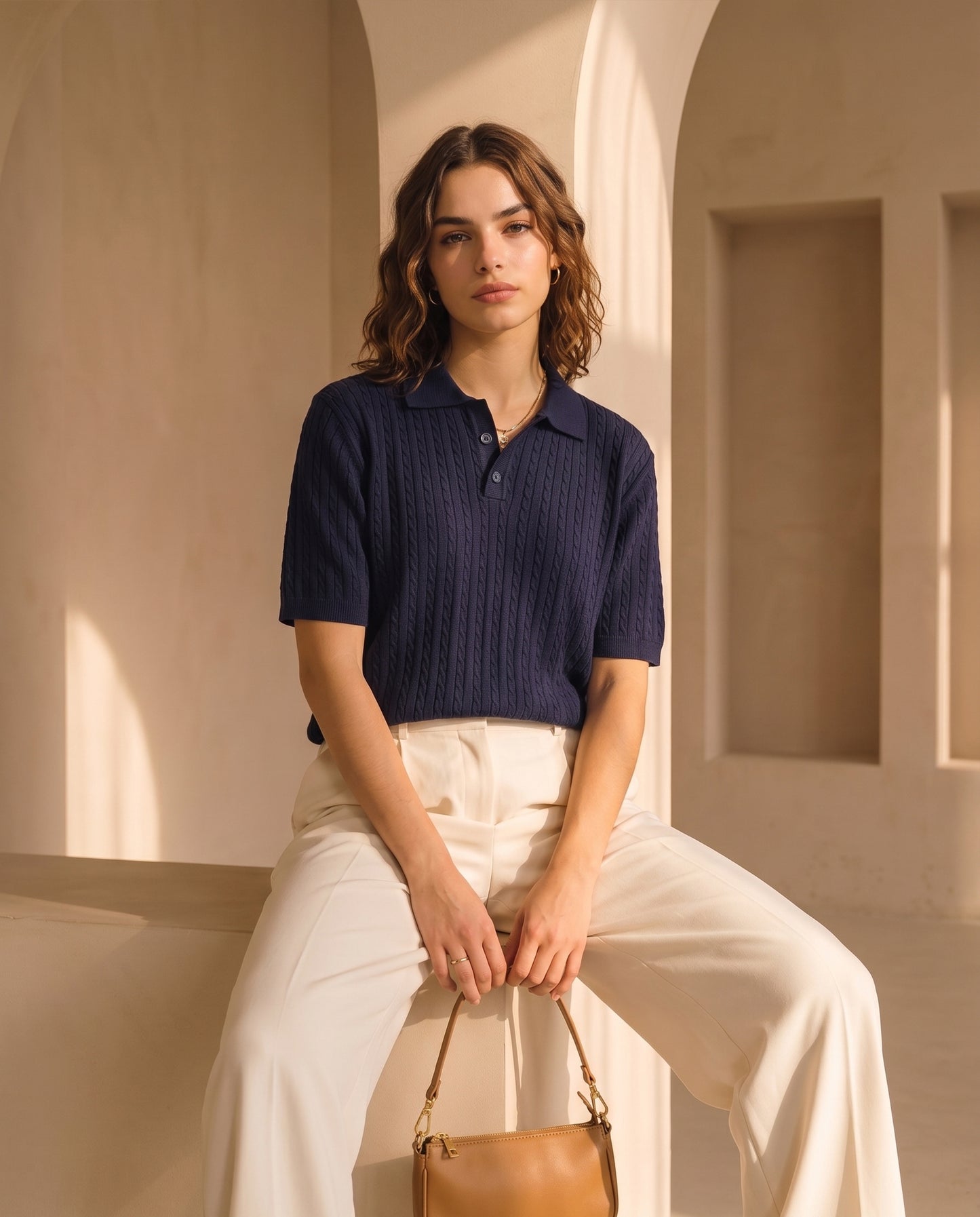 jacar knitted polo dark blue