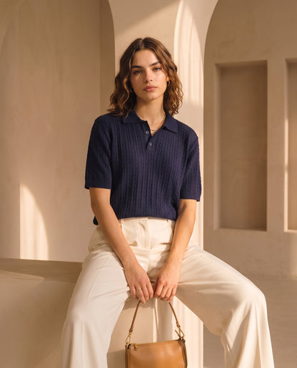 jacar knitted polo dark blue