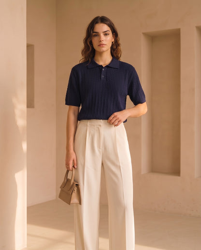 jacar knitted polo dark blue