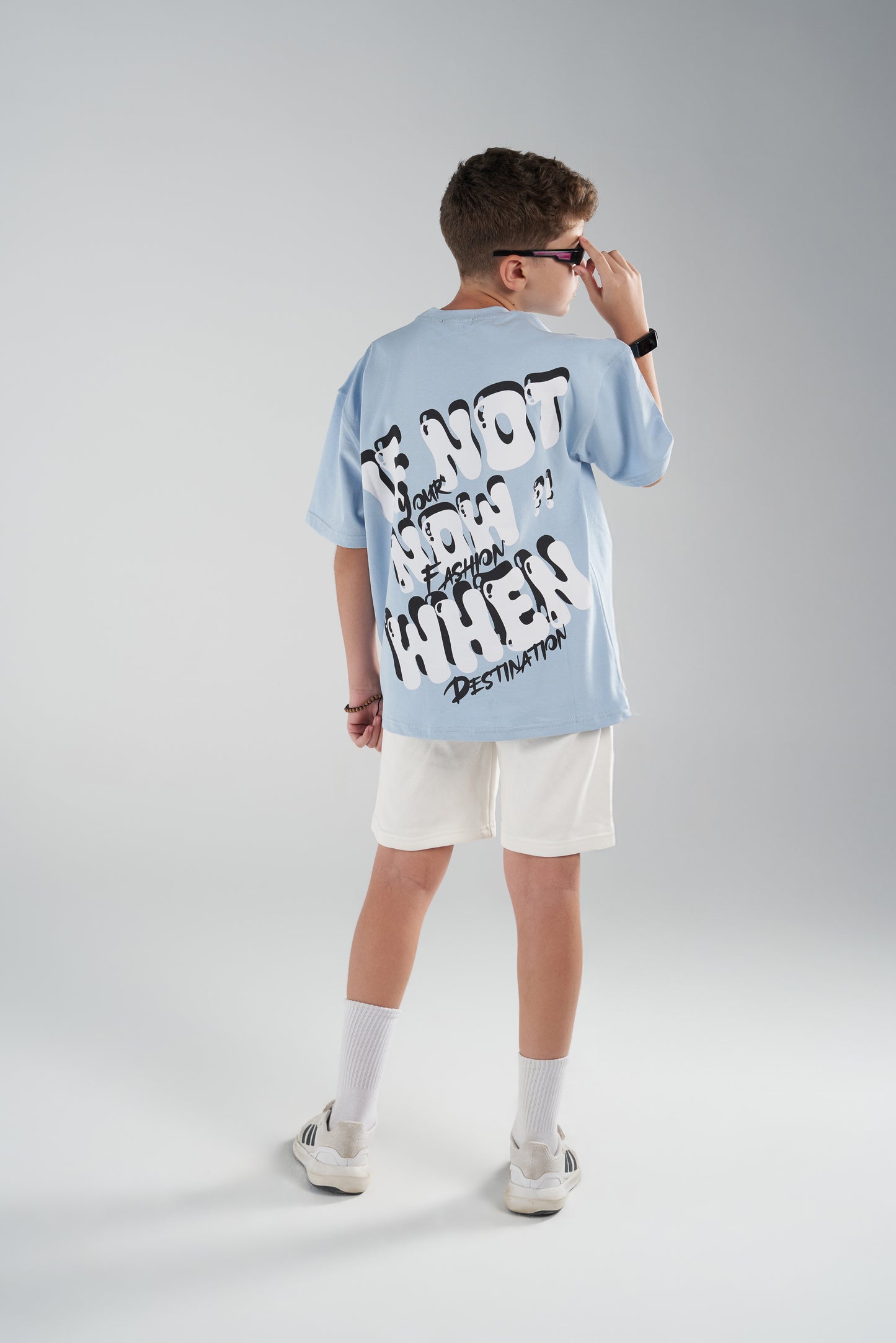 slogan baby blue tee