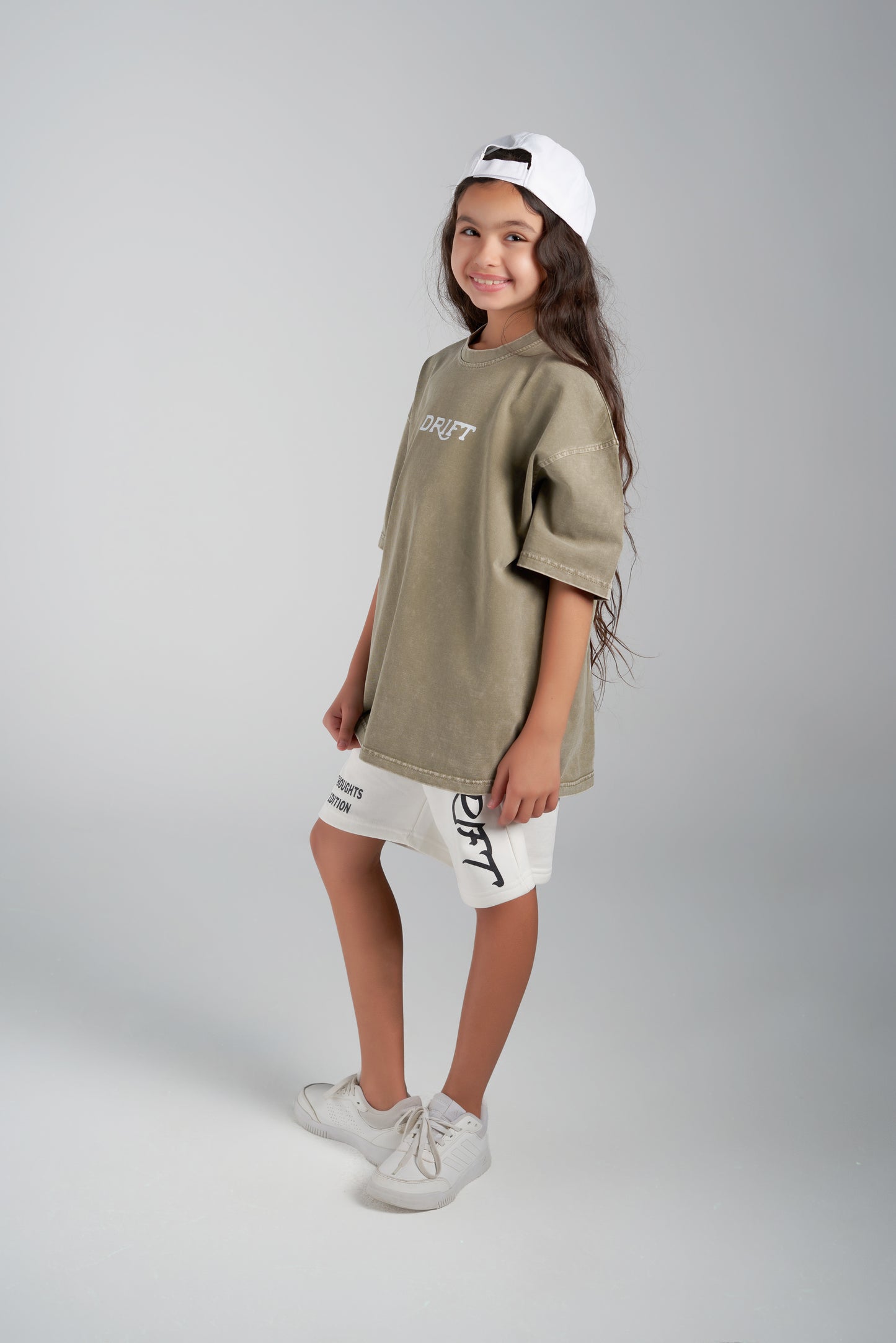 think washed dark green tee
