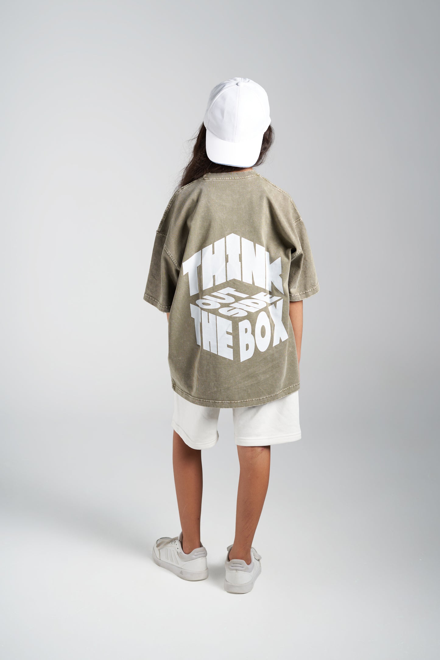 think washed dark green tee
