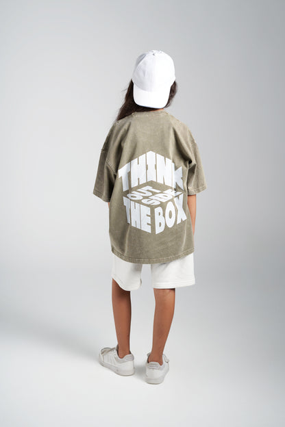 think washed dark green tee