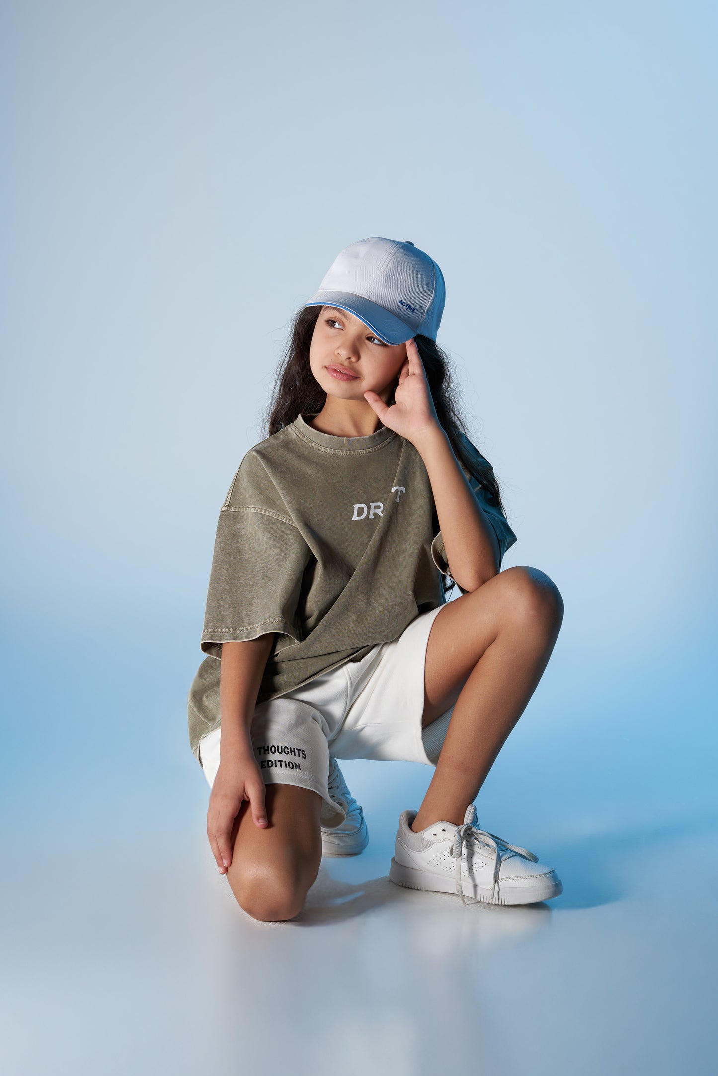 think washed dark green tee