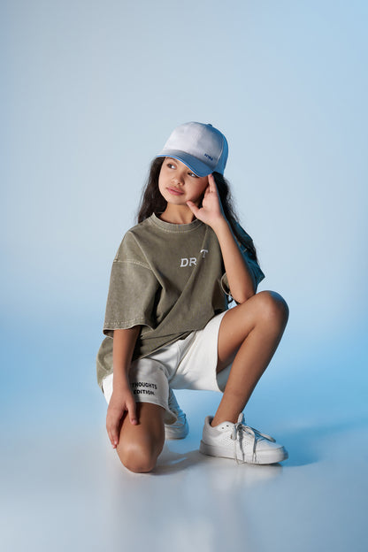 think washed dark green tee