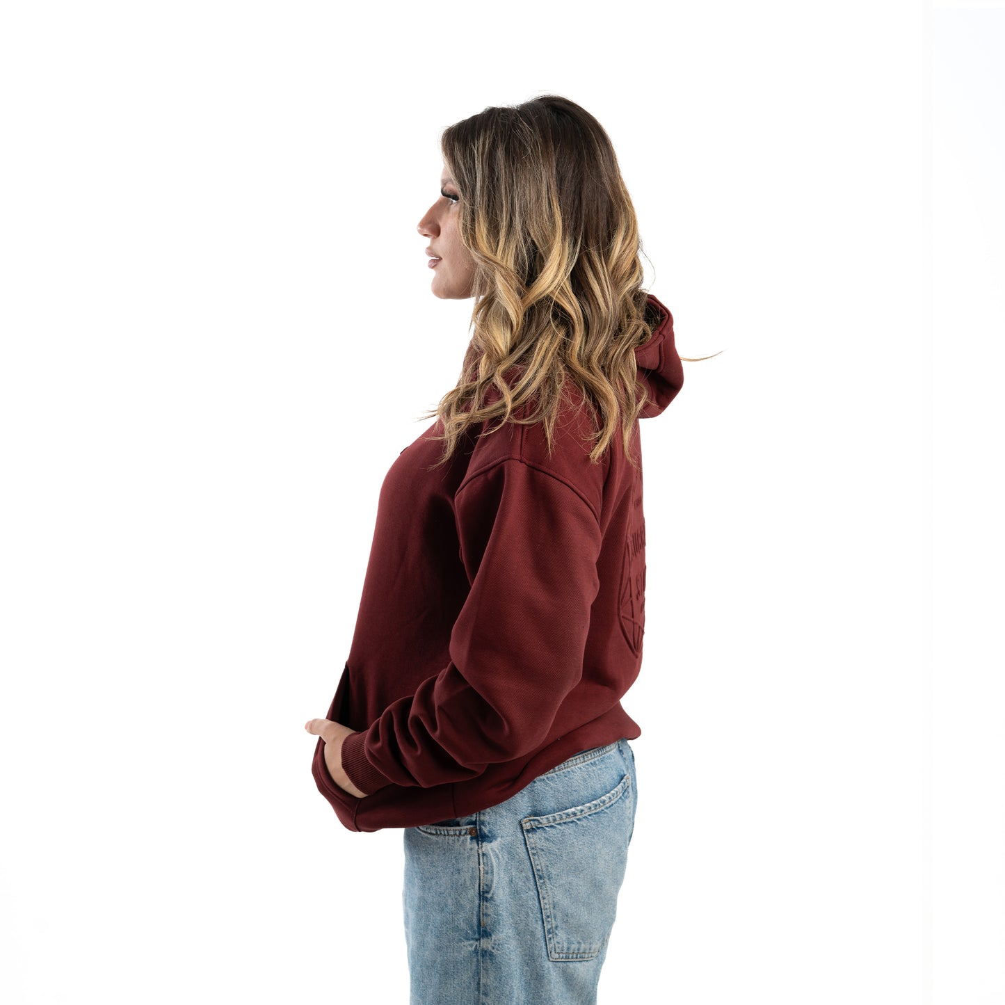 success dark red hoodie